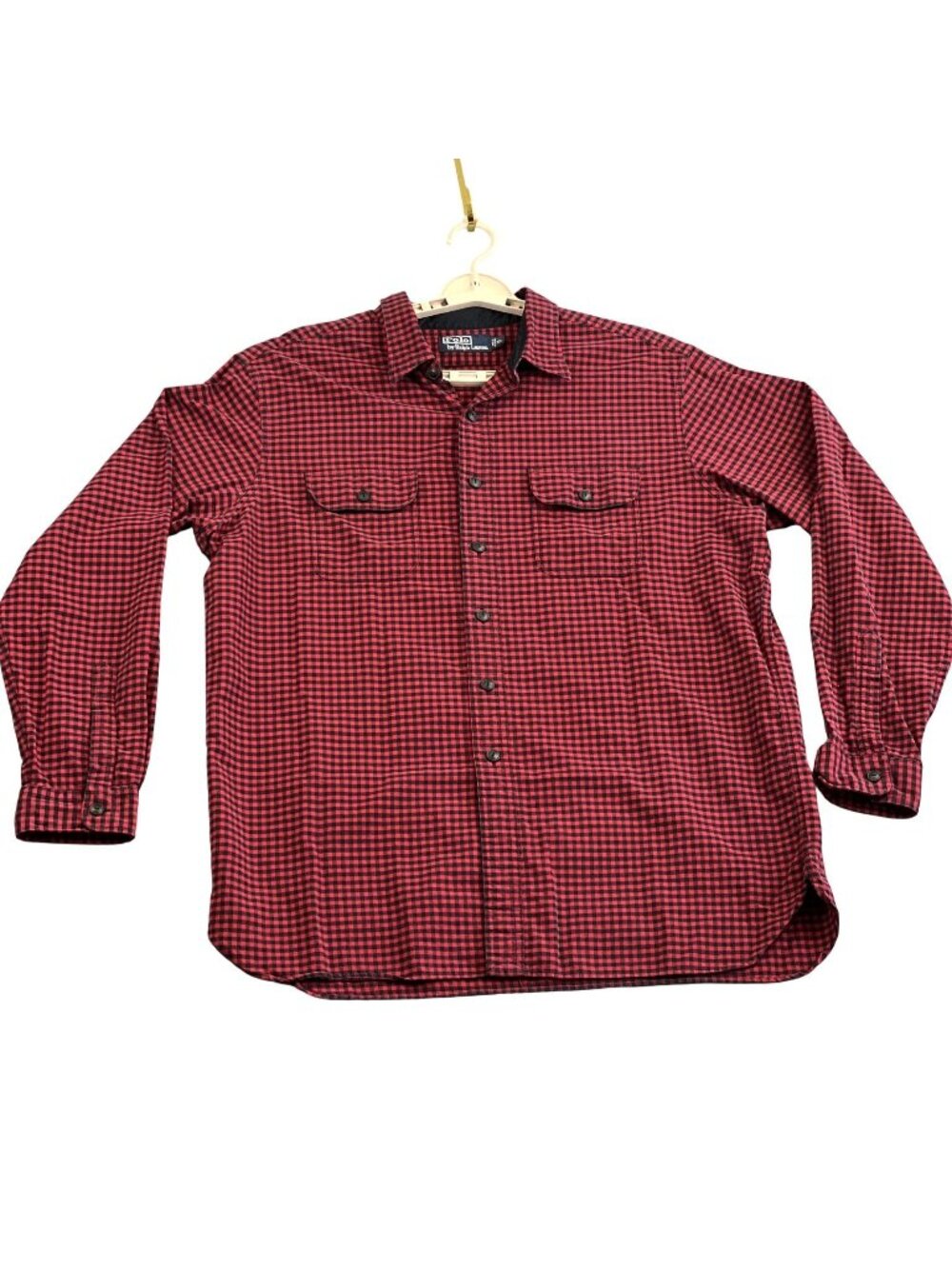 VTG Polo Ralph Lauren Red Black Gingham L/S Button-Up Shirt XL Mens Classic Fit